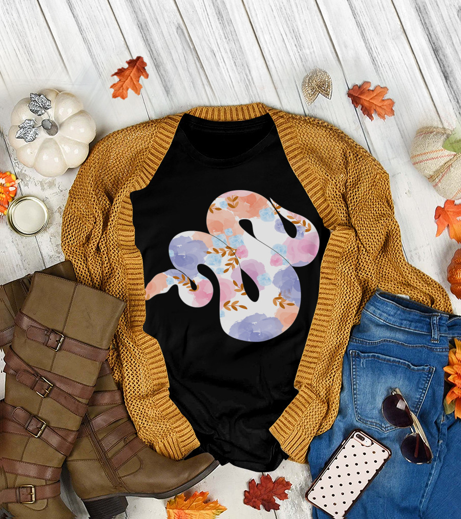 Ball Python Female Snake Floral T-Shirt