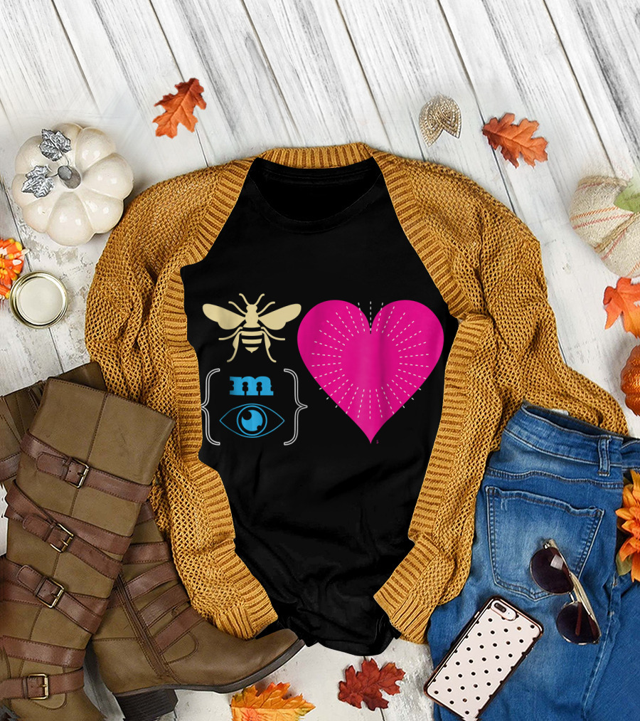 Bee My M Eye Valentine Rebus Puzzle Heart T-Shirt