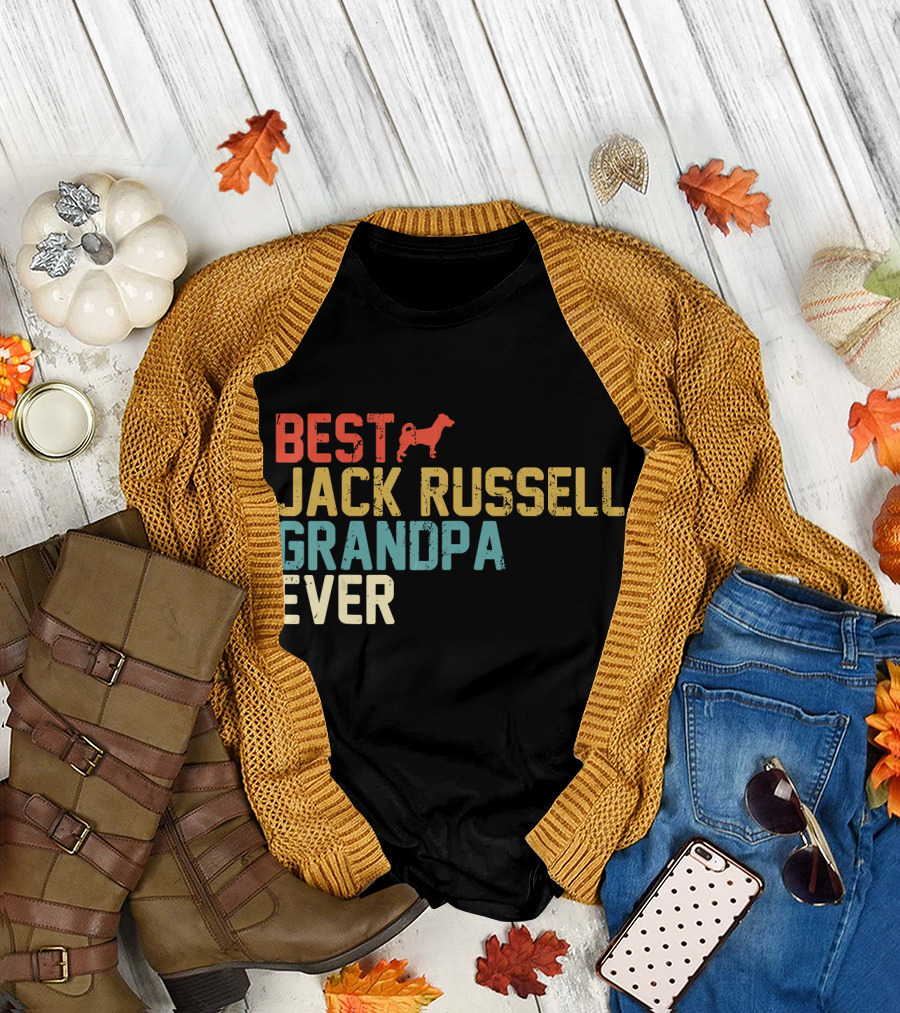 BEST JACK RUSSELL GRANDPA EVER Dog T-Shirt