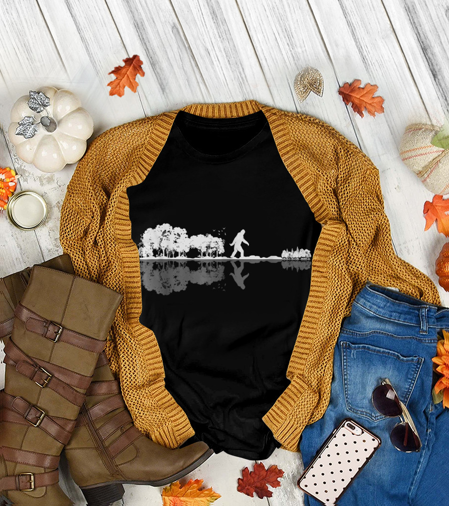 Bigfoot Walking Through Forest Reflection T-Shirt