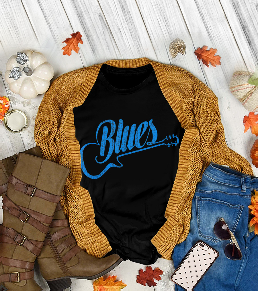 Blues Music Blue Guitar T-Shirt