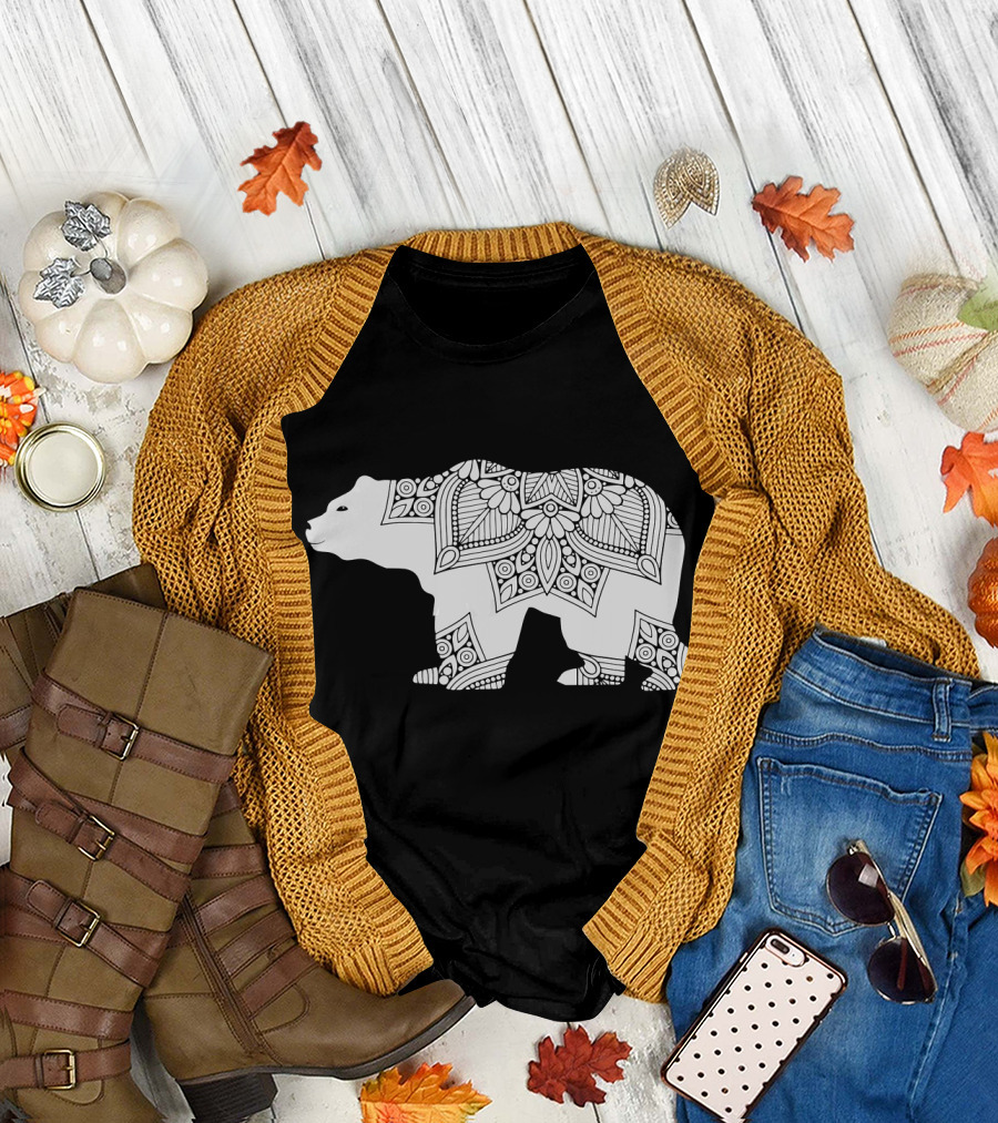 Bohemian Boho Bear with Mandala T-Shirt