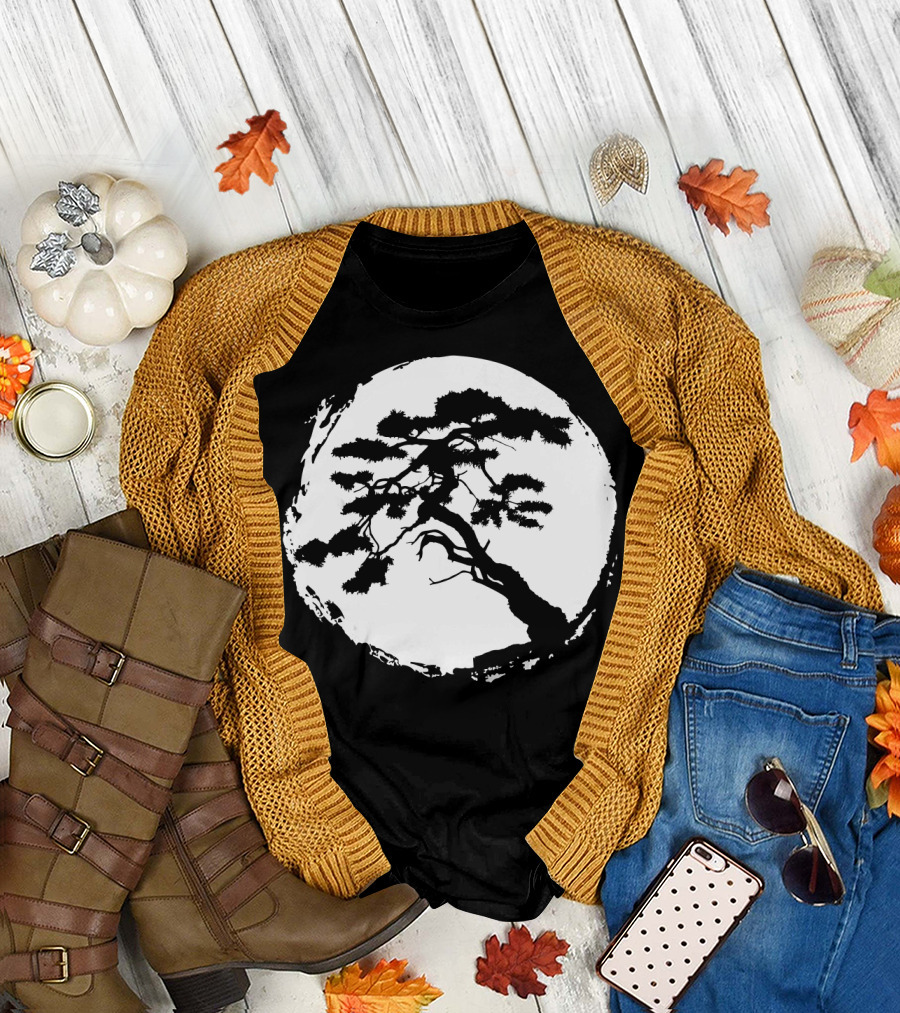 Bonsai Tree Japanese Zen Master Ink Circle T-Shirt