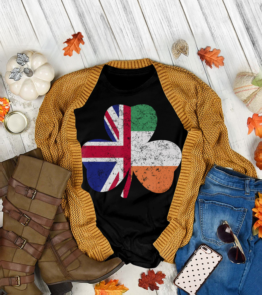 British Irish Flag Shamrock T-Shirt