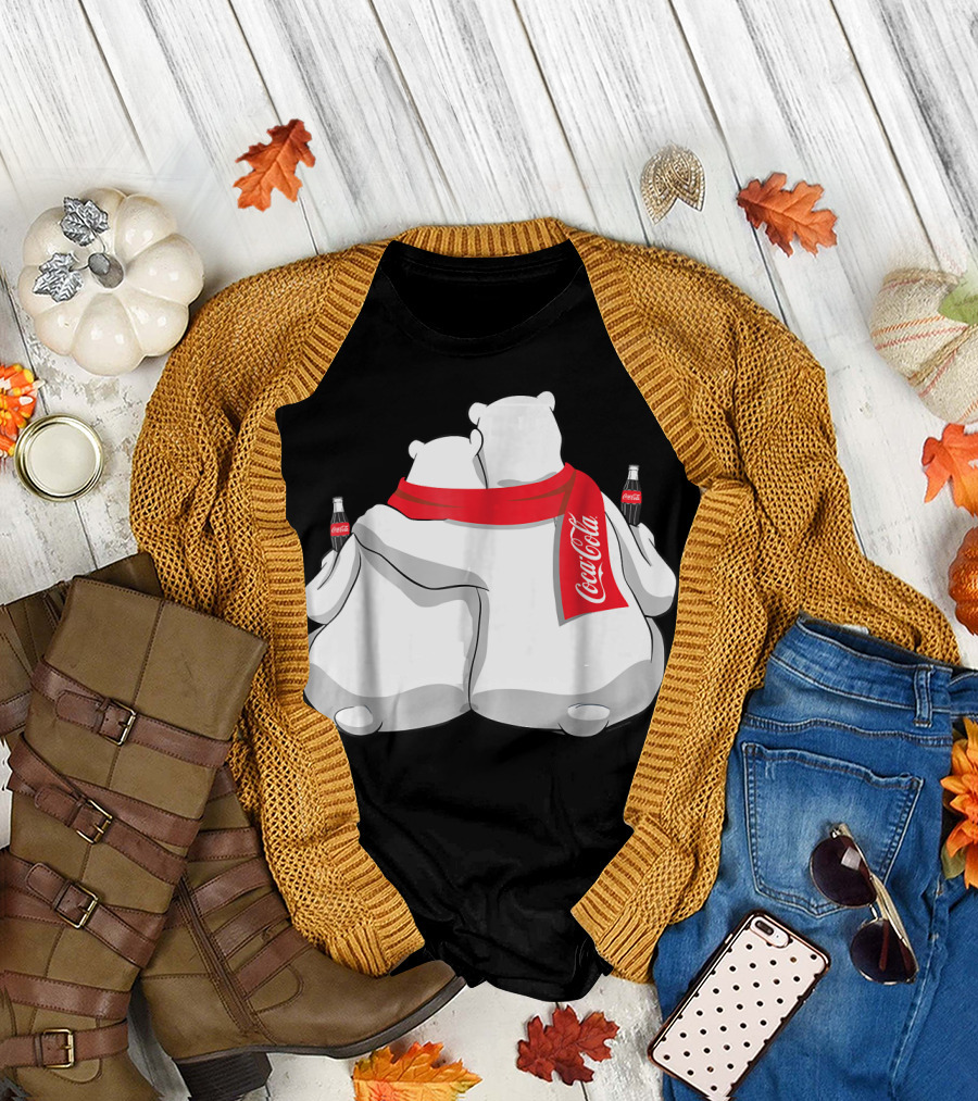 Coca Cola Polar Bears with Scarves and Bottles T-Shirt
