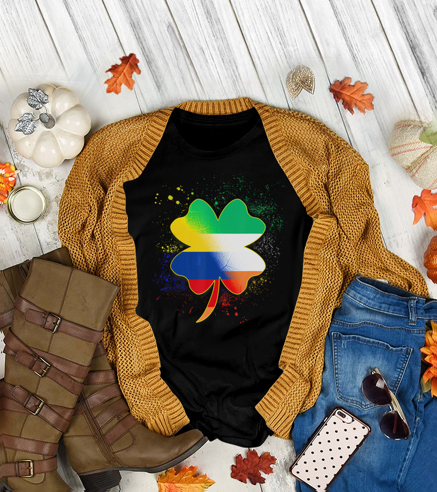 Colombian Irish Flag Clover Explosion T-Shirt