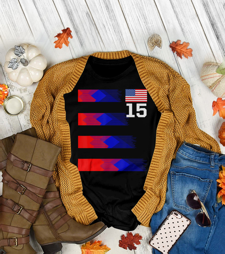 USA Soccer Women 15 Flag T-Shirt