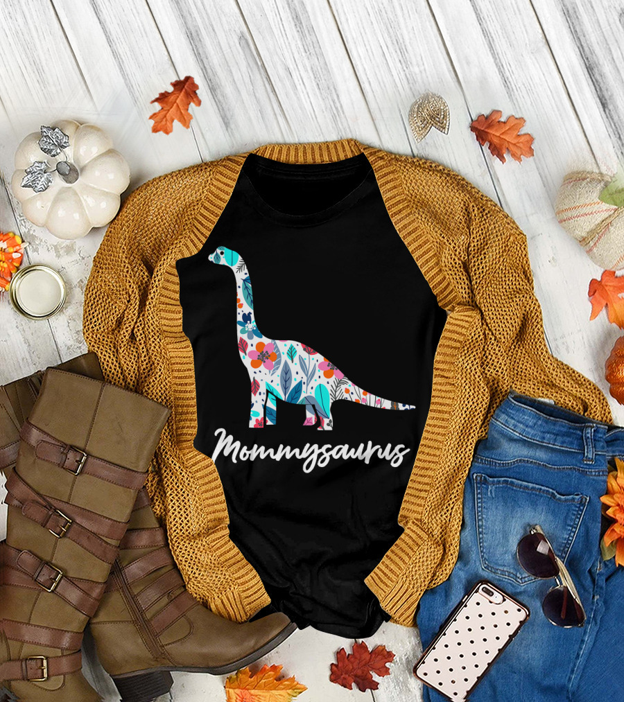 Mommysaurus Floral Dinosaur Cute Mothers T-Shirt