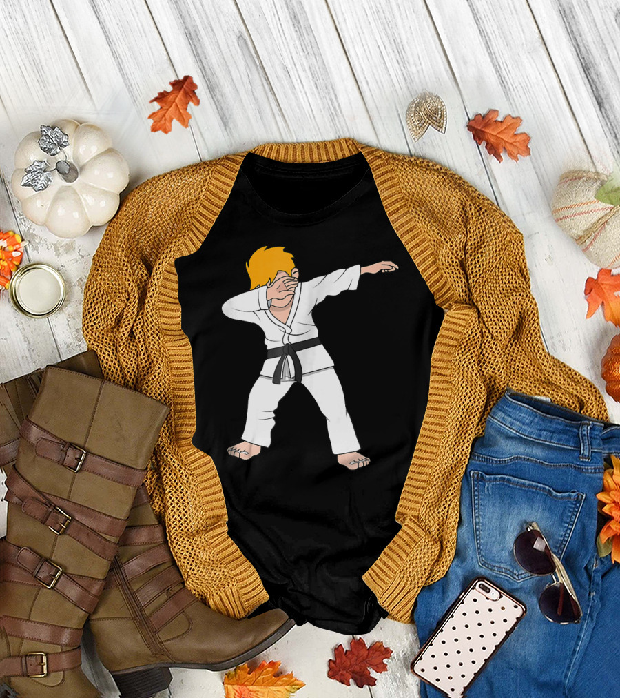 Dabbing Karate Boy Martial Arts Uniform Black Belt T-Shirt