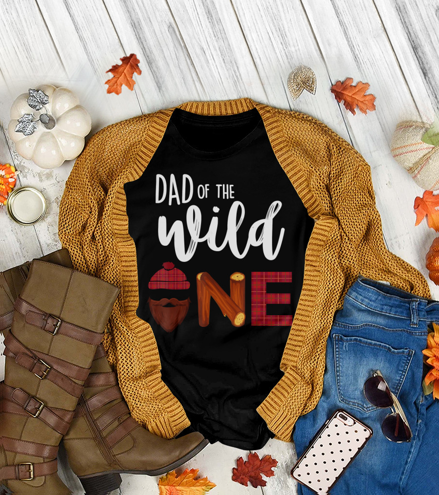 Dad of the Wild One Plaid Lumberjack 1st Birthday T-Shirt