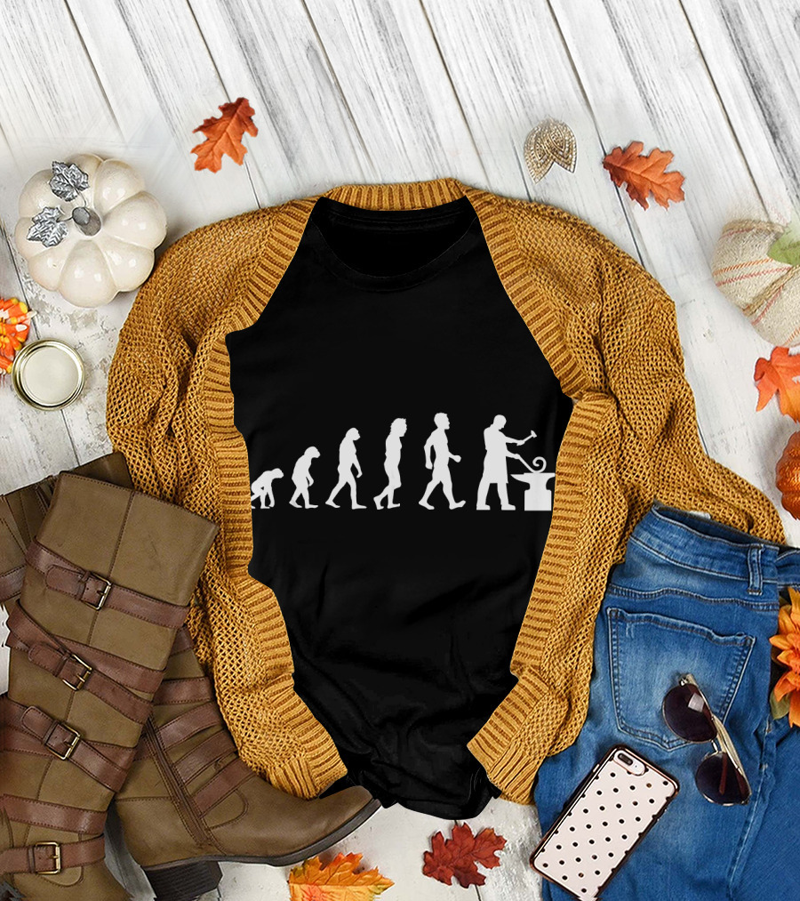 Evolution Of Blacksmith Funny Blacksmithin Progression of Smithing Skills T-Shirt