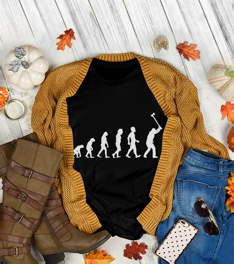 Evolution Of Woodcutter Funny Lumberjack T-Shirt