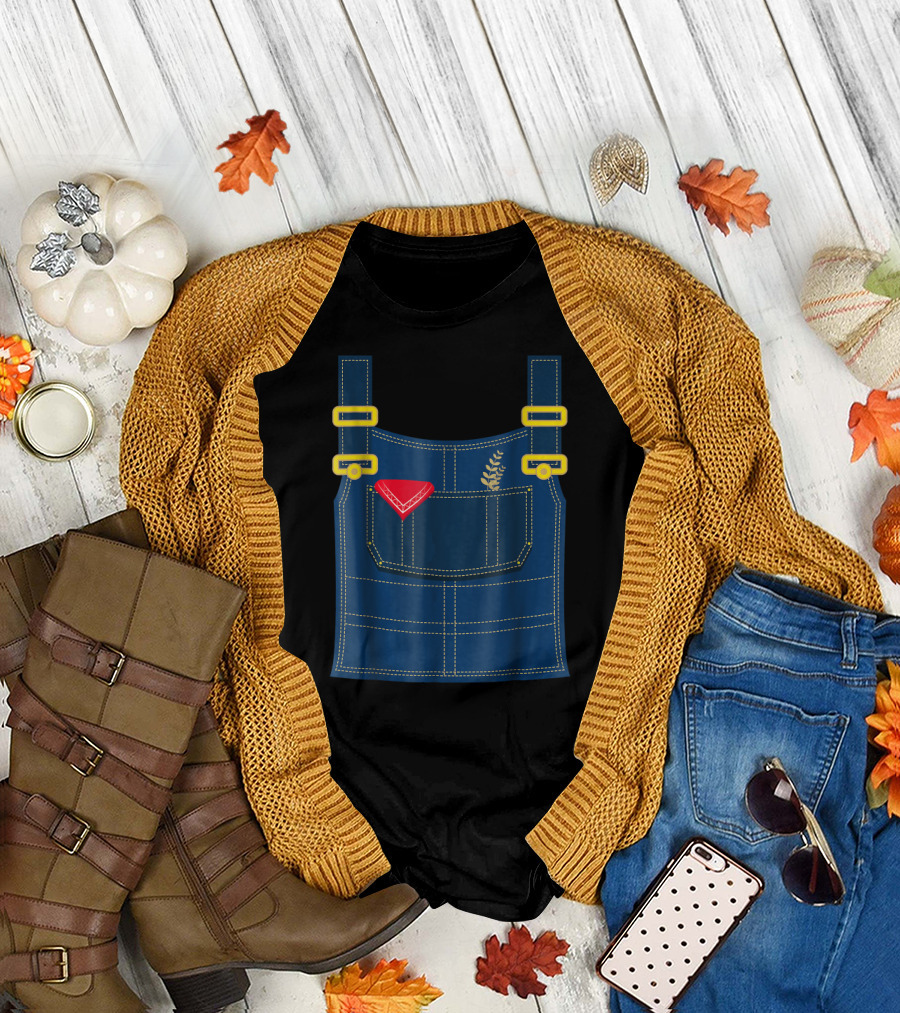 Farmer Overalls Costume with Red Handkerchief and Wheat Detail T-Shirt
