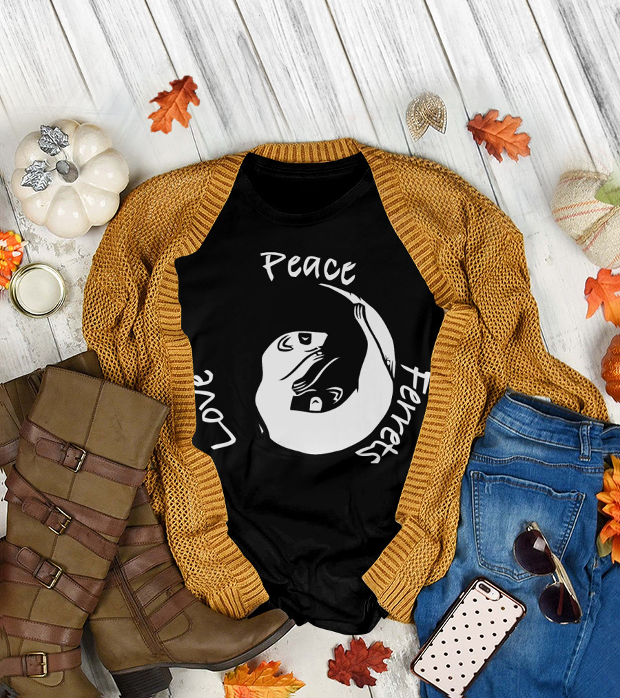 Peace Love Ferrets Ying Yang Lovers T-Shirt
