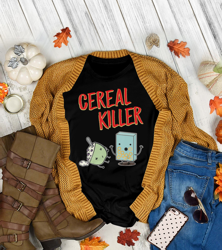 Cereal Killer Funny Food Box and Bowl Cartoon T-Shirt