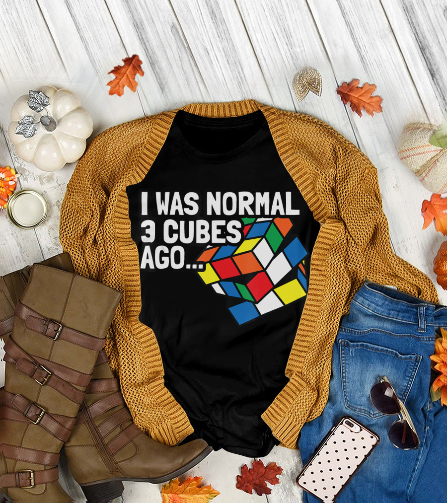 I Was Normal 3 Cubes Ago Funny Speed Cubing Puzzle Cube T-Shirt