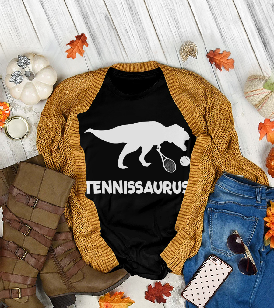 Tennisaurus Funny Tennis Dinosaur T-Shirt