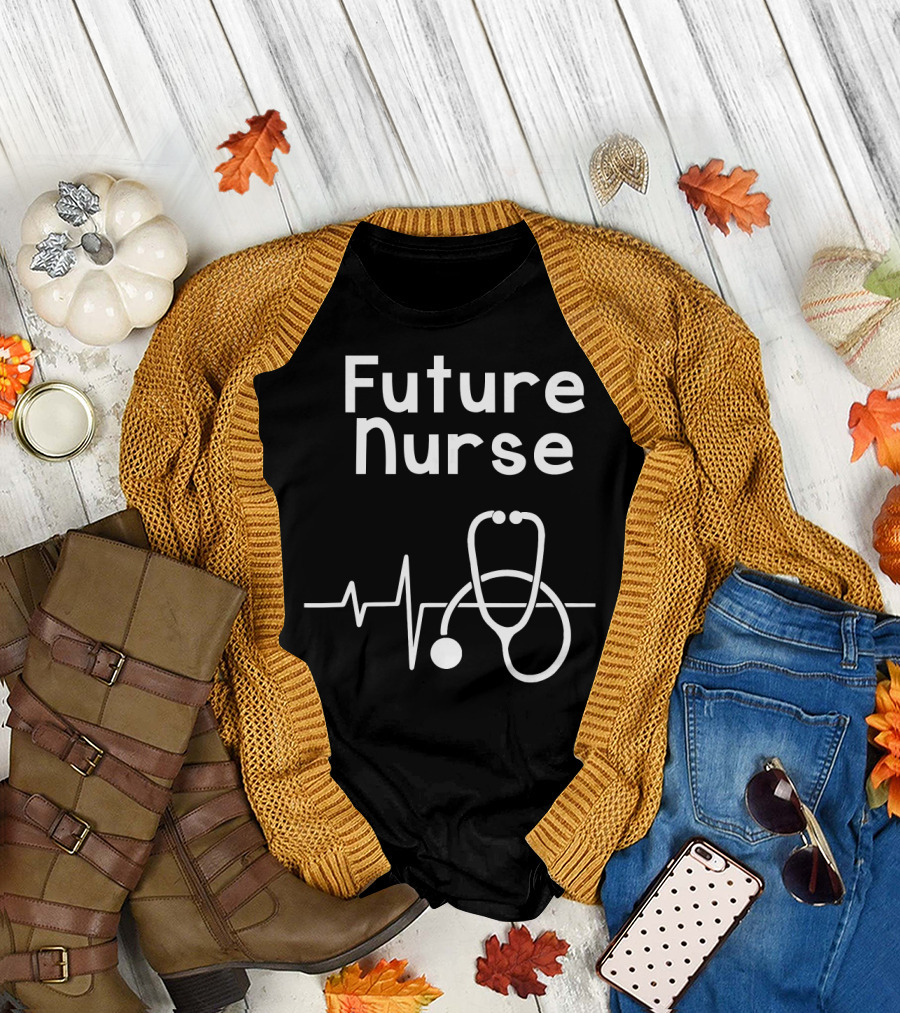 Future Nurse Stethoscope and Heartbeat T-Shirt