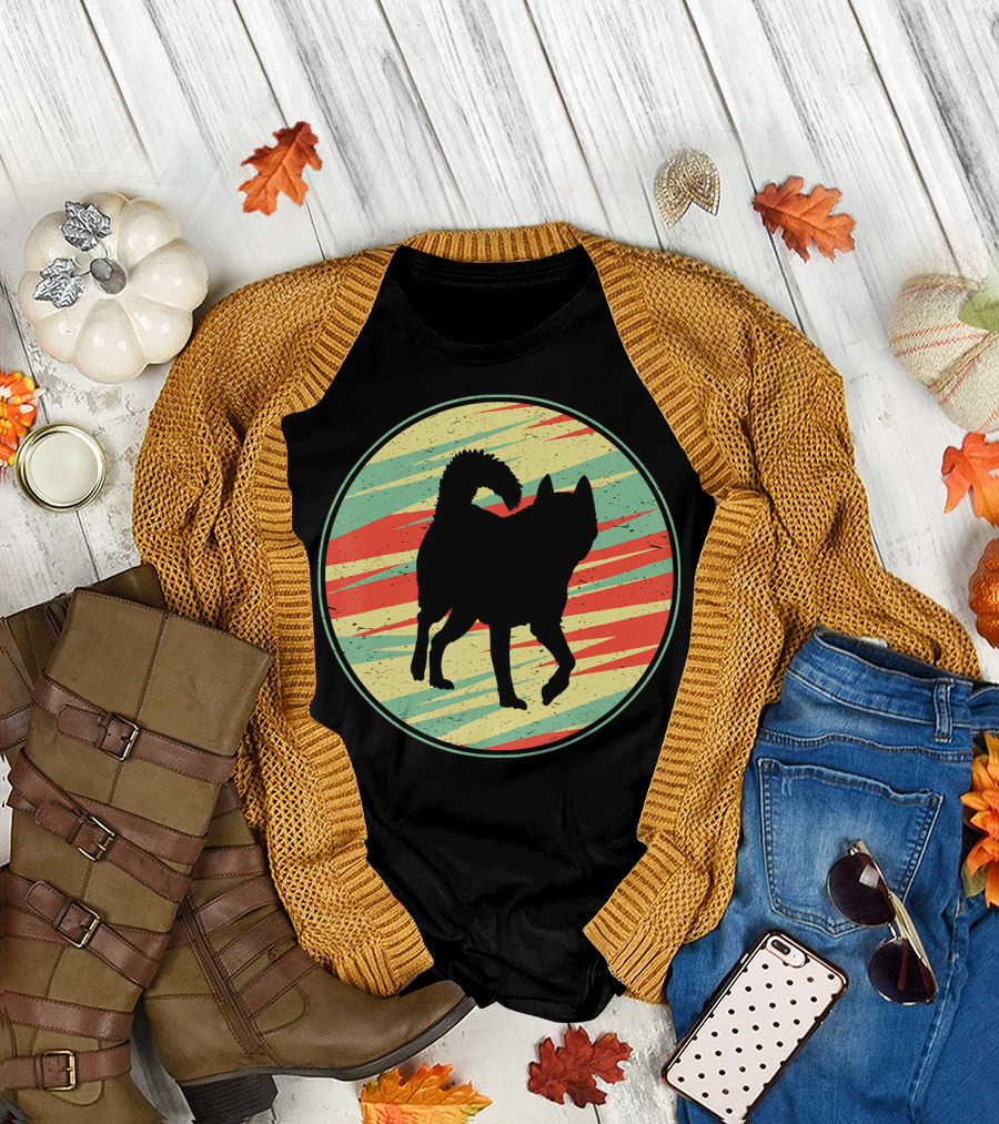 Husky Retro Vintage Silhouette 70s Style Circular T-Shirt