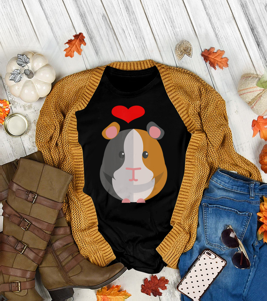 I Love My Guinea Pig Heart Cute Pet Face T-Shirt