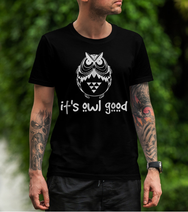 It's Owl Good Geometric Owl Design All Good T-Shirt