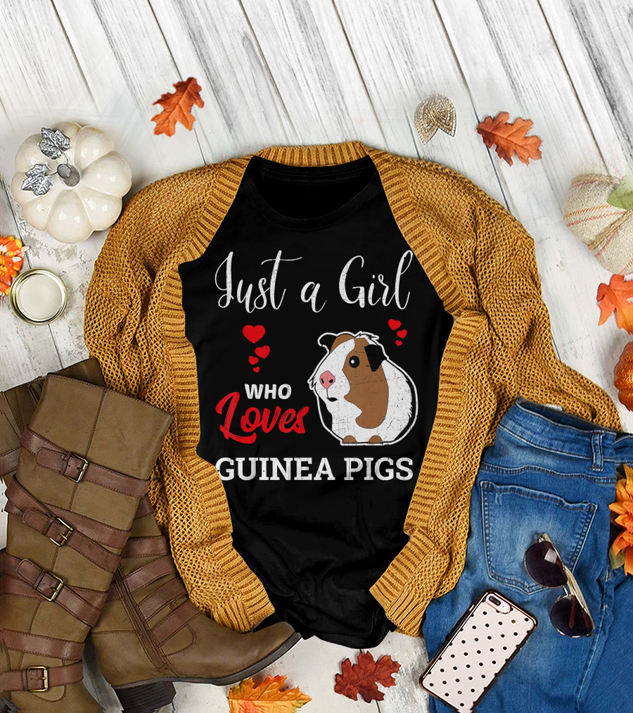 Just a Girl Who Loves Guinea Pigs with Cute Hearts T-Shirt