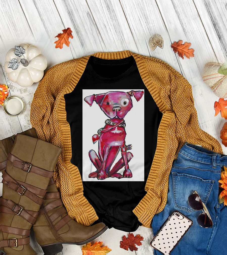 Whimsical Pink Dog with Collar T-Shirt