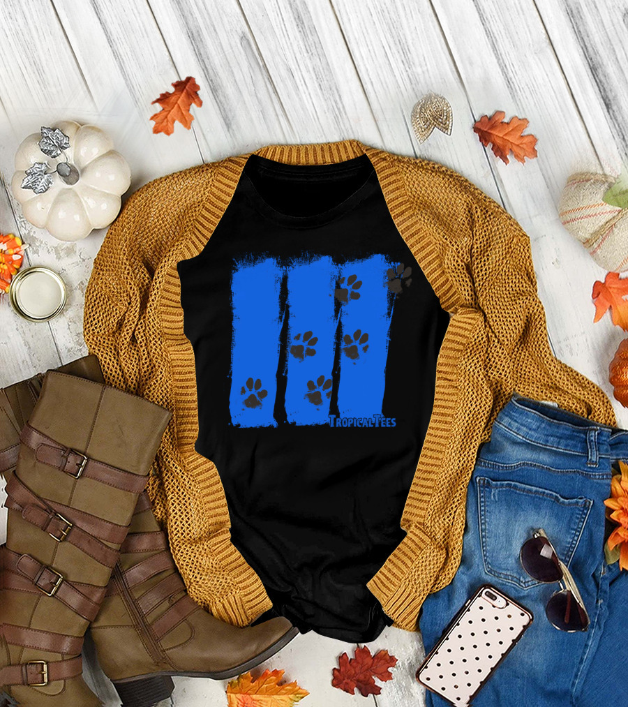 TropicalTees Dog Owners Get It Blue Paw Prints T-Shirt