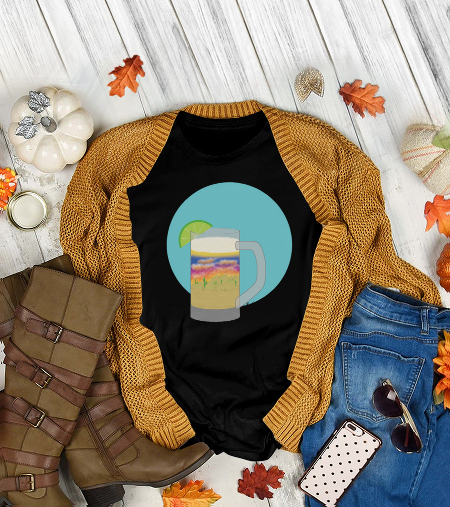 Sonoran Ale Sunset with Cactus and Lime in Beer Mug T-Shirt