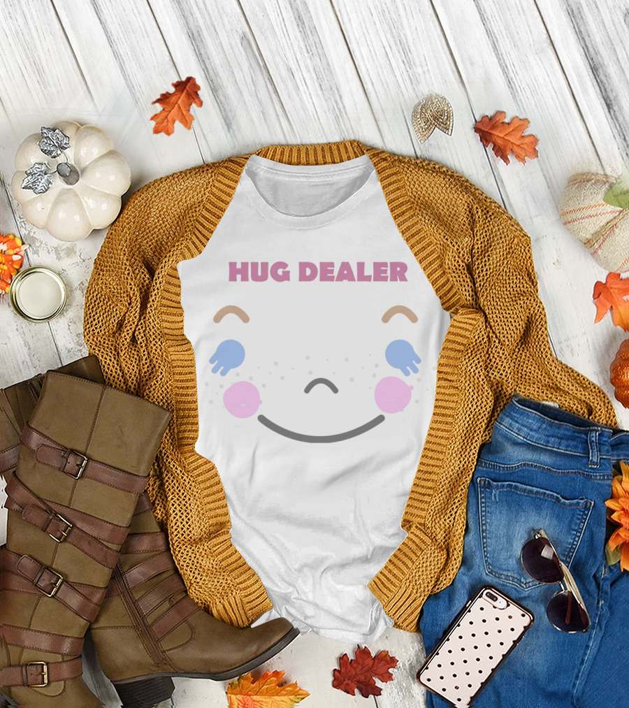 Hug Dealer Smiling Face with Colorful Cheeks and Freckles T-Shirt