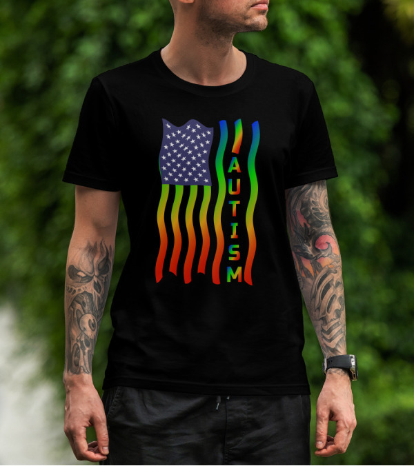 American Flag Autism Awareness Teacher T-Shirt