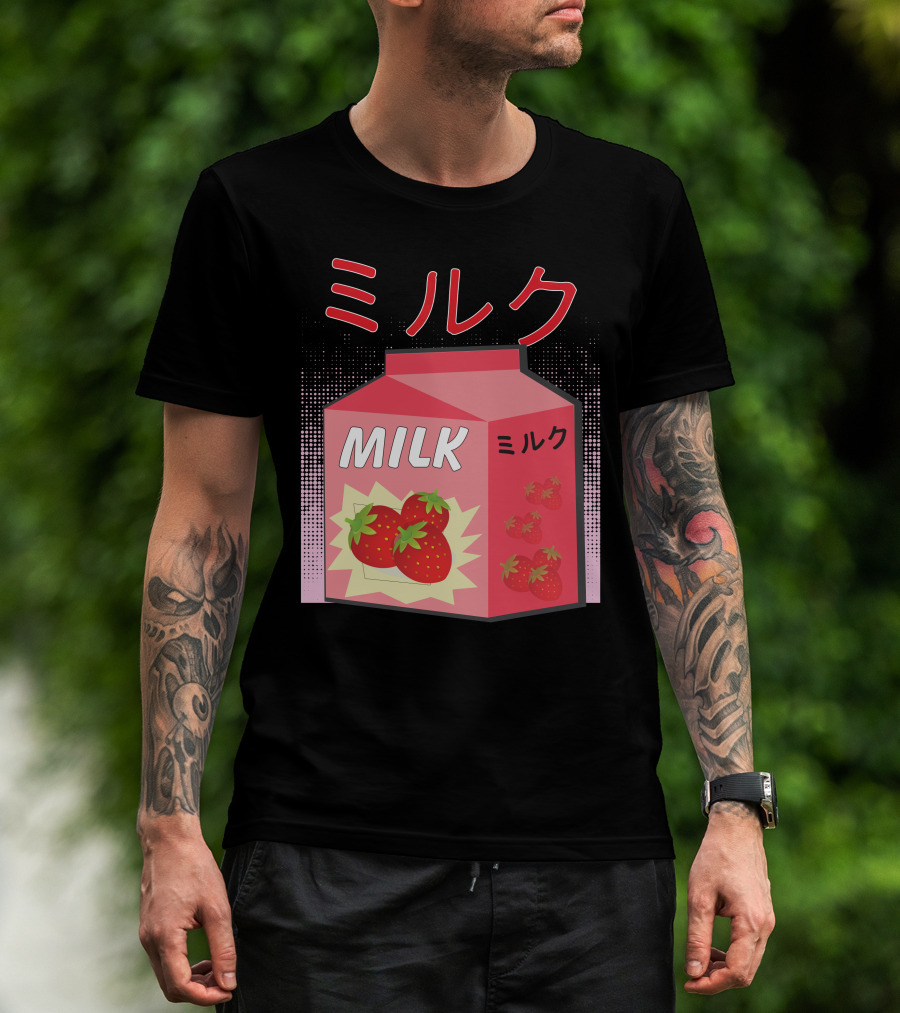 Japanese Otaku Anime Milk Strawberry Milkshake T-Shirt