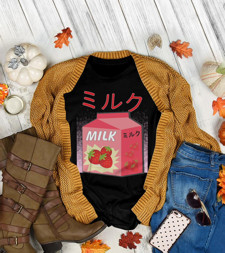 Japanese Otaku Anime Milk Strawberry Milkshake T-Shirt