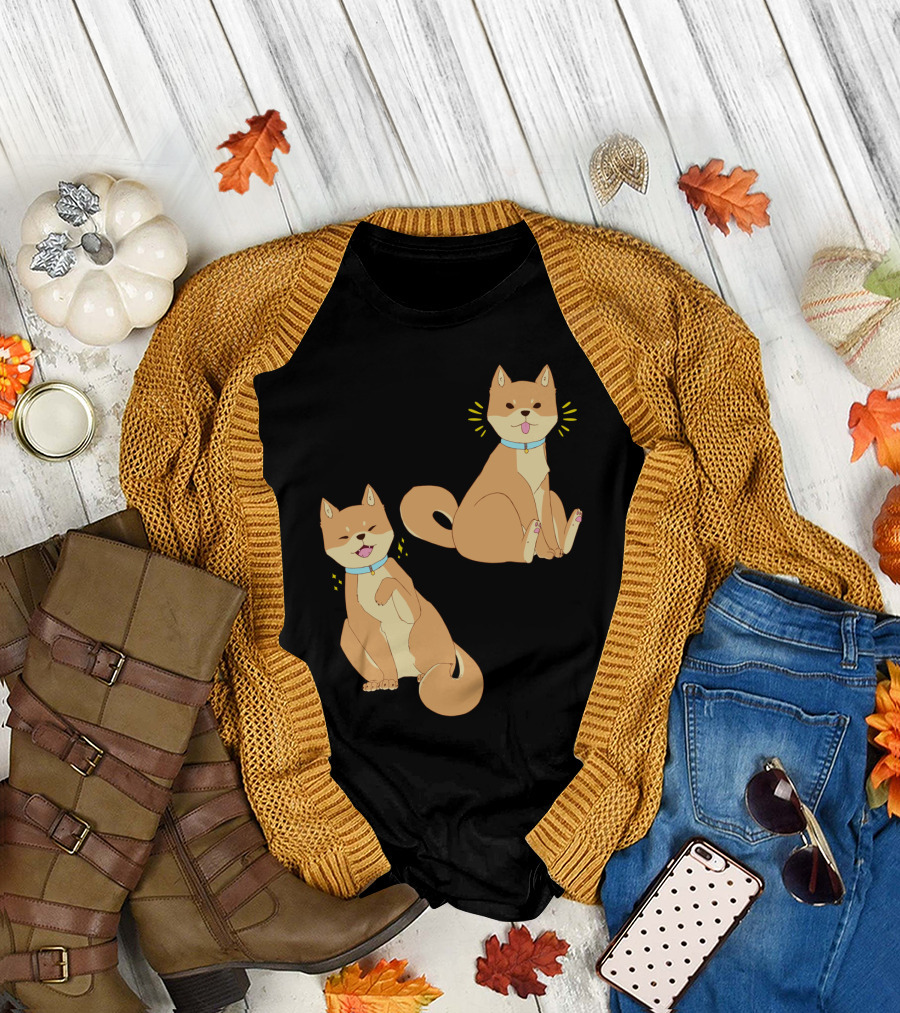 Shiba Inu Companions Playful Duo Doggo Duo T-Shirt