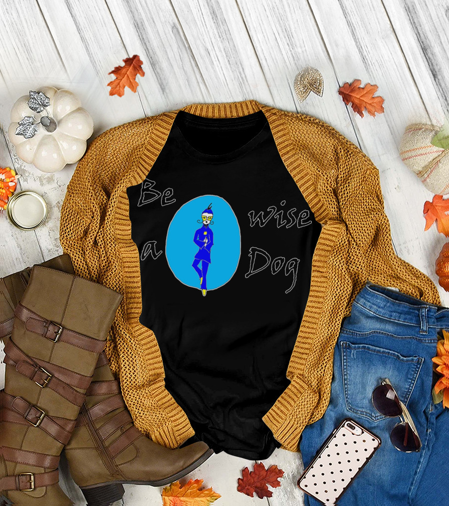 Be a Wise Dog Blue Character in Oval T-Shirt