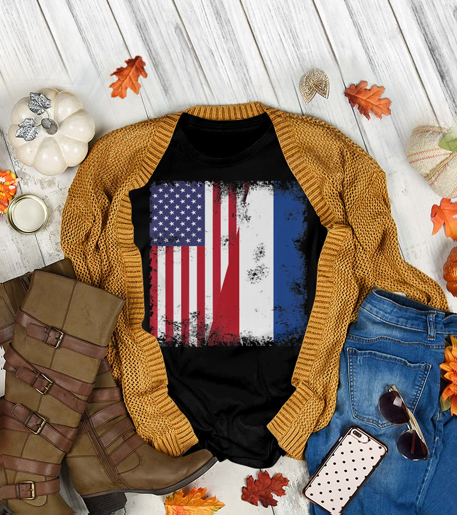 Half Dutch Flag American Canadian Vintage The Nether T-Shirt