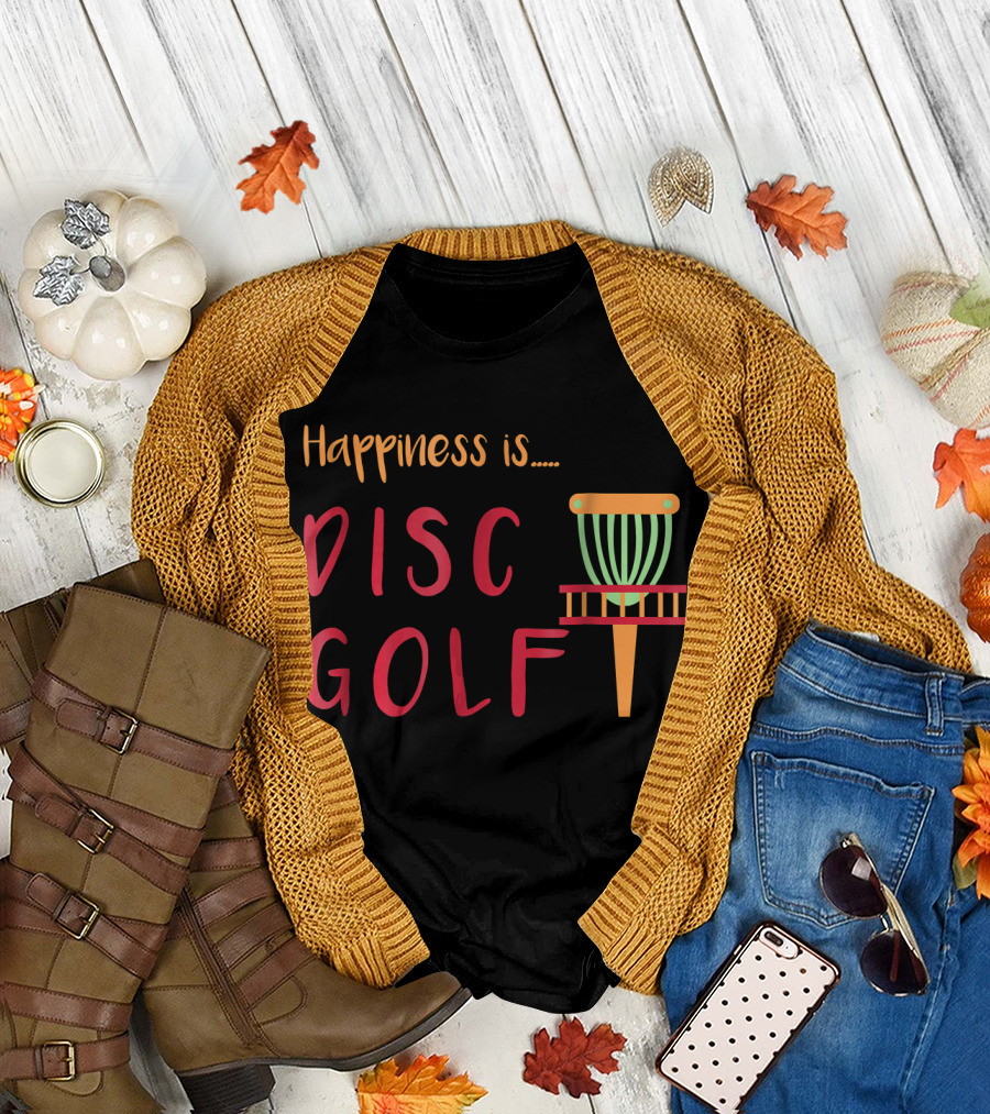 Happiness Is Disc Golf Frisbee Basket T-Shirt