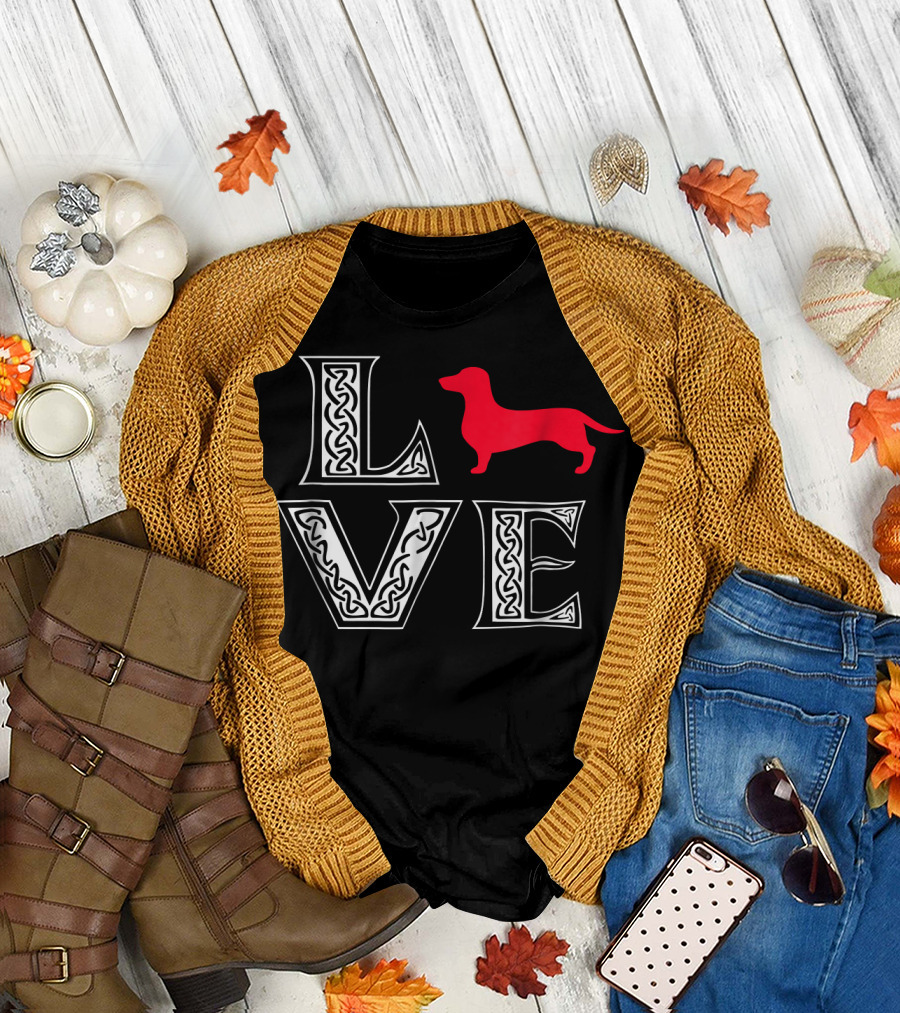 Love Dachshund Funny Pet Heart T-Shirt