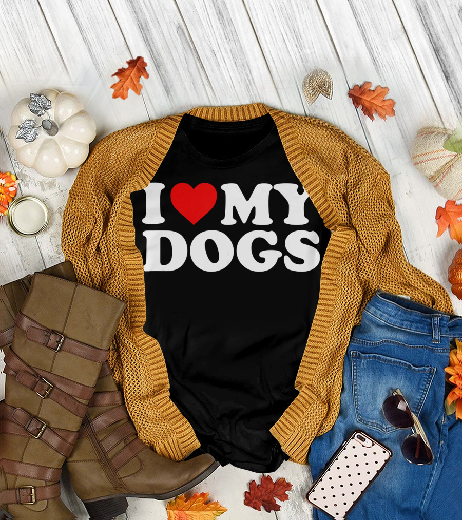 I Love My Dogs Heart T-Shirt