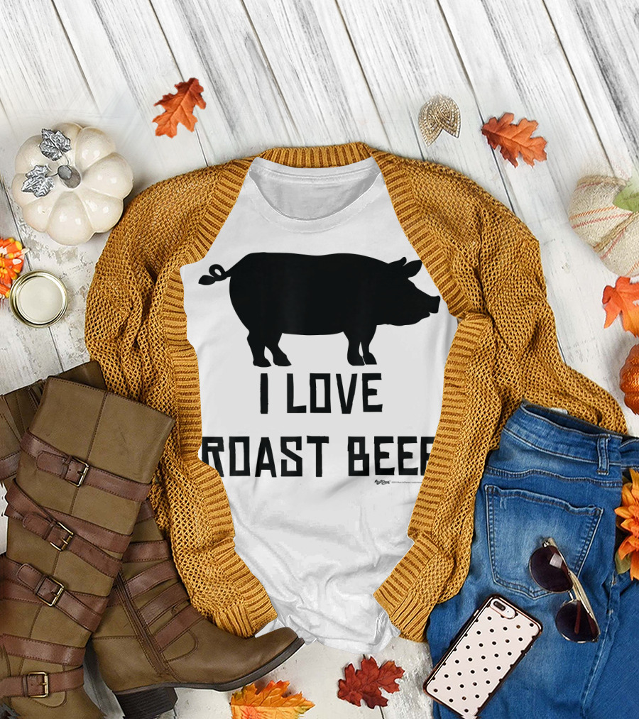 I Love Roast Beef Pig Silhouette Farmer Humor T-Shirt