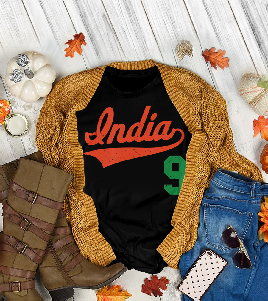 India Football Soccer Jersey Number 9 T-Shirt