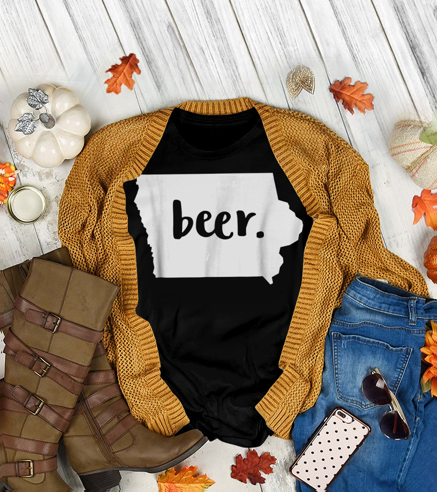 Iowa Beer Drinker Local State Shape T-Shirt