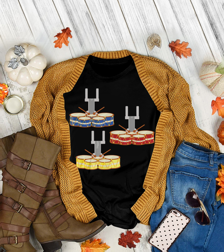 Marching Band Multi-Color Tenor Drum Trio T-Shirt