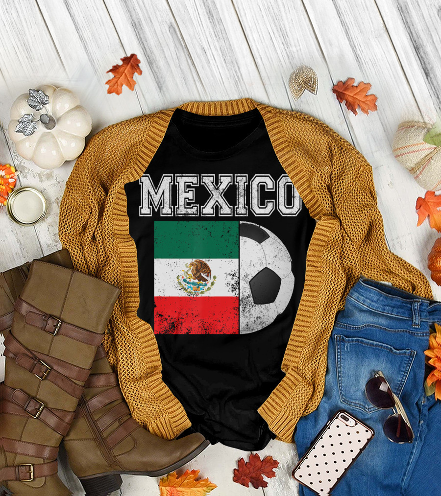MEXICO Flag Futbol Soccer Football T-Shirt