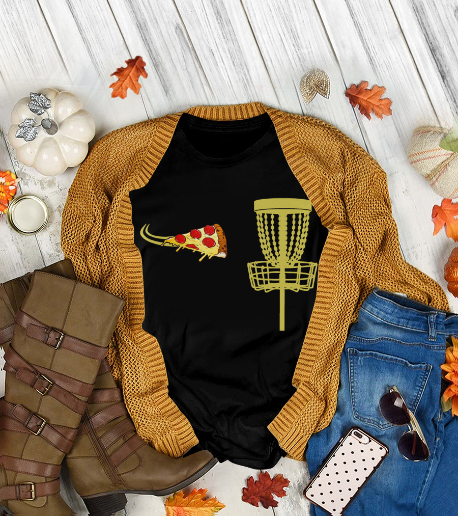 Pizza Slice Disc Golf Basket T-Shirt