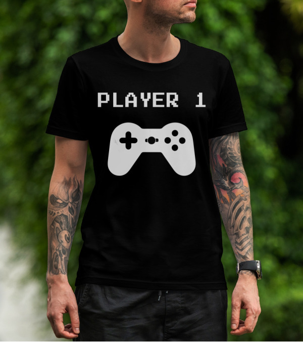 Player 1 Matching Player 1 Player Game Controller T-Shirt