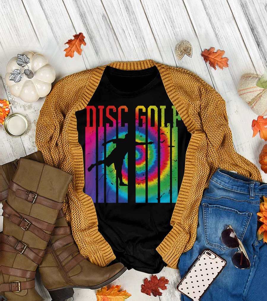 Disc Golf Rainbow Spiral Retro T-Shirt
