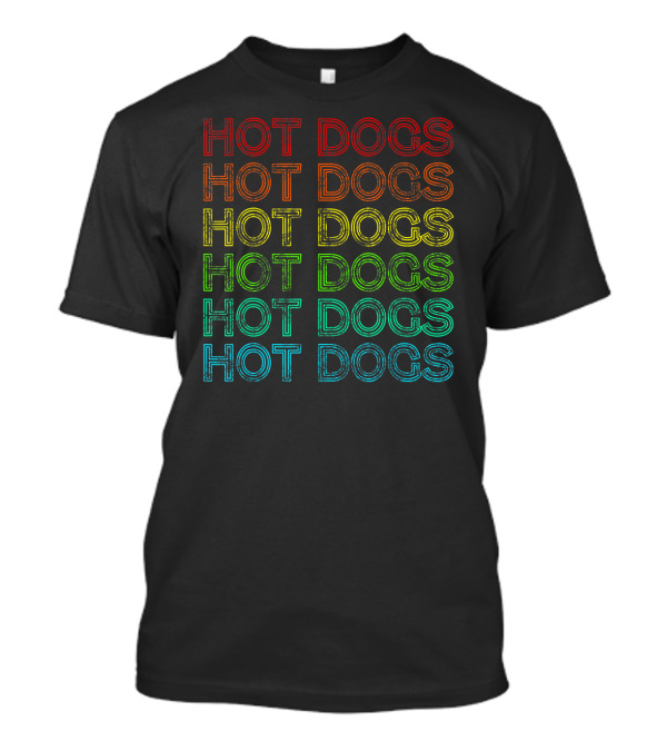 Retro Vintage Hot Dogs Rainbow Colors T-Shirt
