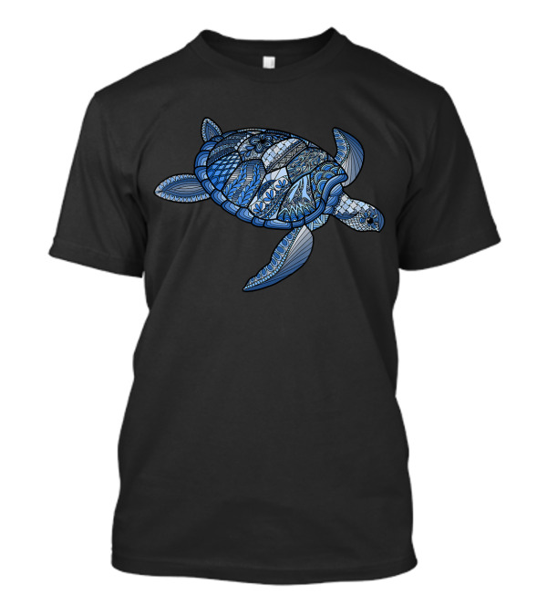 Sea Turtle Ocean Life Intricate Blue T-Shirt