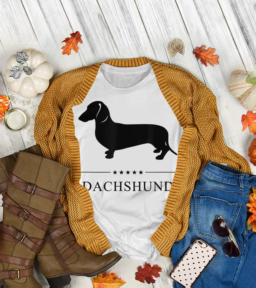 Dachshund Silhouette with Five Stars T-Shirt